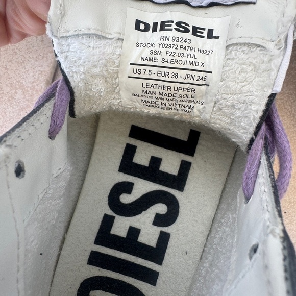 Diesel Women's Gray and Purple High-Top Sneakers - Picture 5 of 5